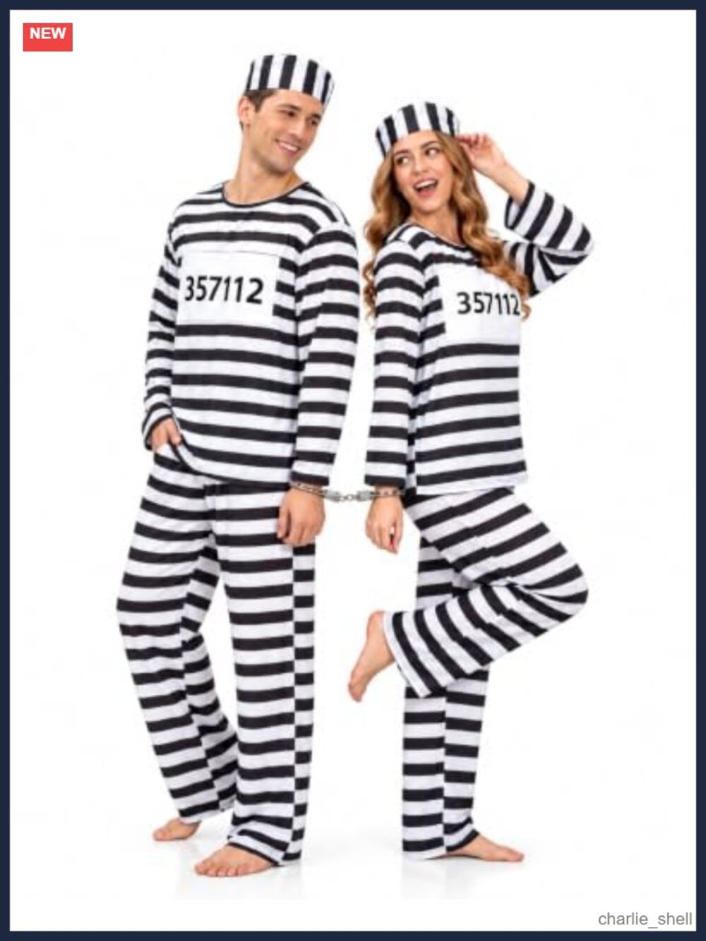 Men's Halloween Prisoner Costume Set 100% Polyester with Handcuffs